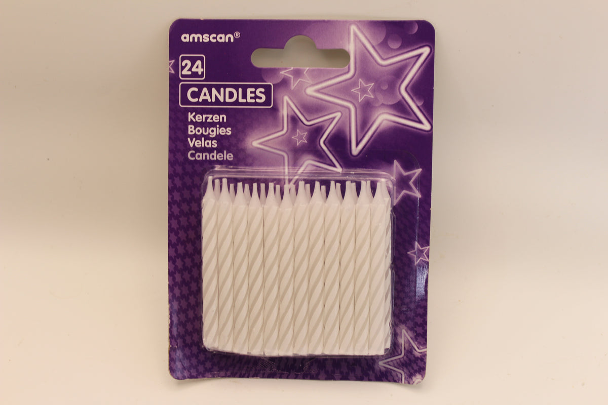 Twenty Four White Striped Candles