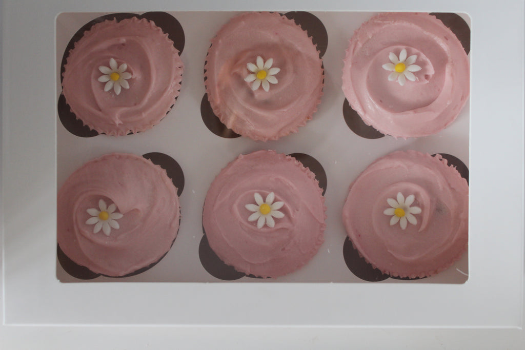 Vanilla Cup Cake with Flower Decoration Box of 6 or 12