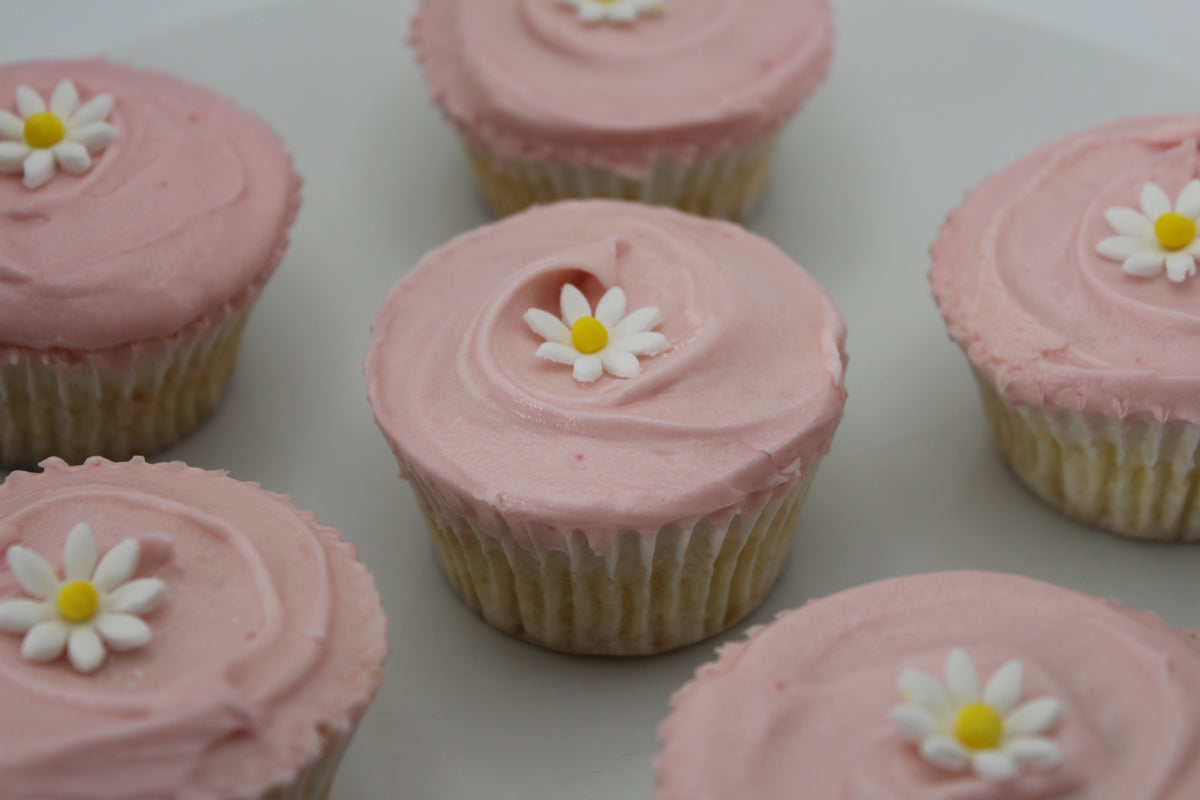 Vanilla Cup Cake with Flower Decoration Box of 6 or 12