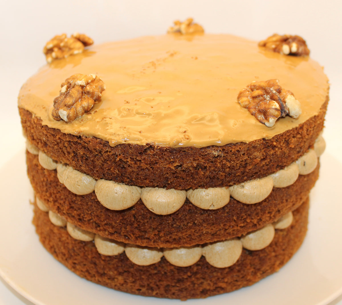 Three Layer Coffee and Walnut Cake